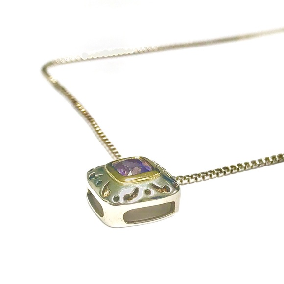 KREMENTZ STERLING & 18k Amethyst NECKLACE - Picture 6 of 8